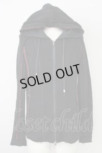 Luv maison / バックライン切り替えニットフーディー　パーカー 44 ブラックｘレッド T-25-02-13-002-Lu-to-YM-ZT