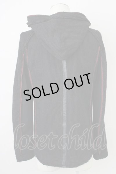 画像2: Luv maison / バックライン切り替えニットフーディー　パーカー 44 ブラックｘレッド T-25-02-13-002-Lu-to-YM-ZT (2)