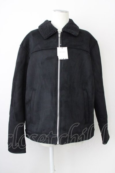 画像1: ZARA / 裏ボアフェイクスウェードブルゾンジャケット EU XL ブラック T-25-02-13-012-ZA-ou-YM-ZT-ML014 (1)
