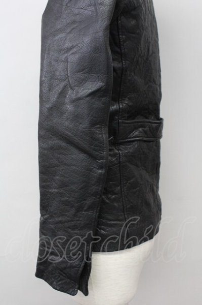 画像3: AKM / ワンフックカウレザーテーラードジャケット S ブラック T-25-02-19-005-AK-ou-YM-ZT-ML031 (3)