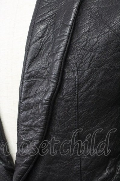 画像4: AKM / ワンフックカウレザーテーラードジャケット S ブラック T-25-02-19-005-AK-ou-YM-ZT-ML031 (4)