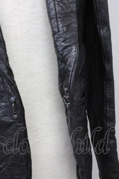 画像6: AKM / ワンフックカウレザーテーラードジャケット S ブラック T-25-02-19-005-AK-ou-YM-ZT-ML031 (6)