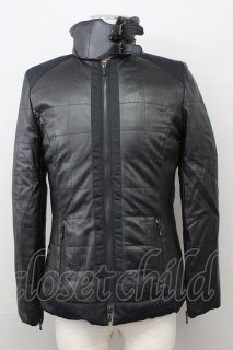 AKM / ストレッチラムレザーZIPUPシャツジャケット 44 ブラック O-24