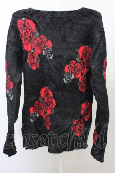 画像2: CIVARIZE / ローズジャガードモヘアニットソー 44 ブラックｘレッド T-25-02-20-002-CI-to-YM-ZT001 (2)