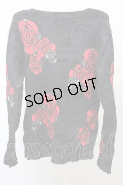 画像2: CIVARIZE / ローズジャガードモヘアニットソー 44 ブラックｘレッド T-25-02-20-002-CI-to-YM-ZT001 (2)