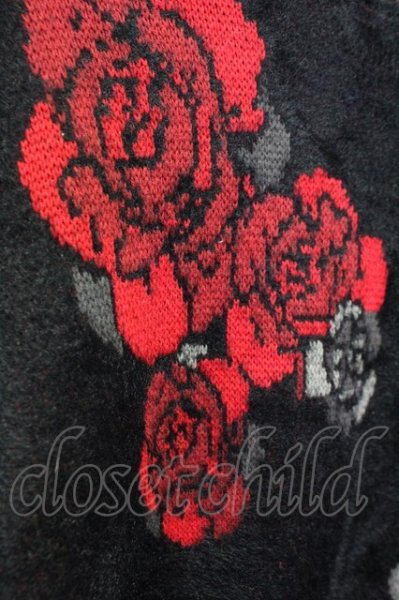 画像4: CIVARIZE / ローズジャガードモヘアニットソー 44 ブラックｘレッド T-25-02-20-002-CI-to-YM-ZT001 (4)