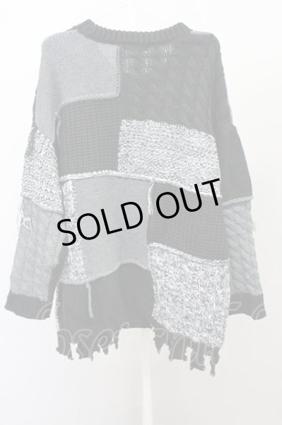 画像2: CIVARIZE / パッチワーク風ビッグプルオーバーニット F ブラック T-25-02-20-004-CI-to-YM-ZT001 (2)