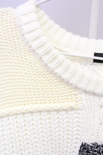 画像3: CIVARIZE / パッチワーク風ビッグプルオーバーニット F オフホワイト T-25-02-20-001-CI-to-YM-ZT001 (3)