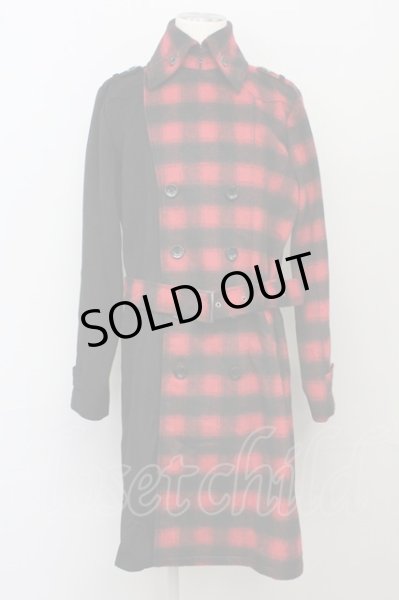 画像1: CIVARIZE / バイカラーメルトントレンチコート 46 ブラックｘレッド T-25-02-20-008-CI-ou-YM-ZT-M109 (1)