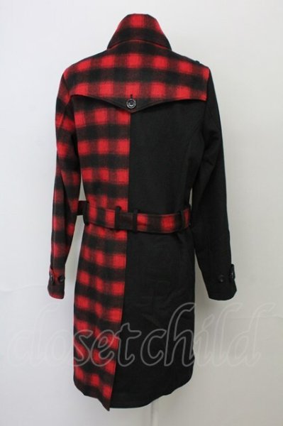 画像2: CIVARIZE / バイカラーメルトントレンチコート 46 ブラックｘレッド T-25-02-20-008-CI-ou-YM-ZT-M109 (2)