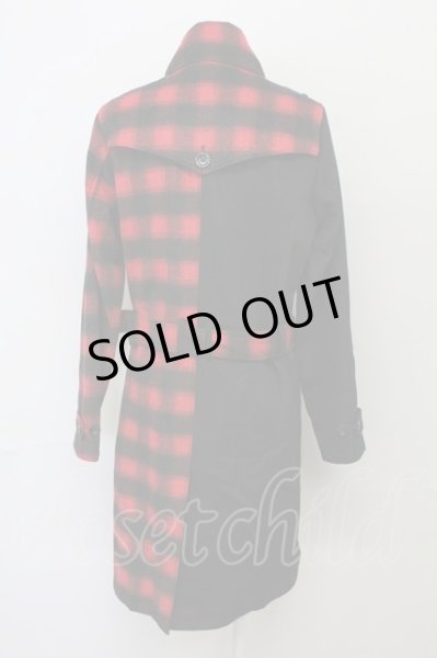 画像2: CIVARIZE / バイカラーメルトントレンチコート 46 ブラックｘレッド T-25-02-20-008-CI-ou-YM-ZT-M109 (2)