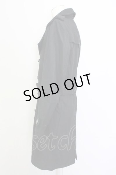 画像3: CIVARIZE / メルトンロングトレンチコート 46 ブラック T-25-03-06-013-CI-ou-YM-ZT-M111 (3)