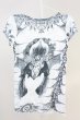 画像2: IFSIXWASNINE / BEDROCK-4HSC Tシャツ 0（レディース） ホワイトｘブルー系 T-25-06-19-018-IF-ts-YM-ZT190 (2)