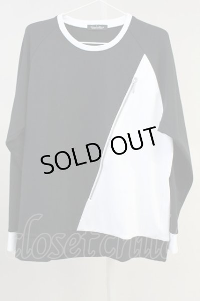 画像1: TORNADO MART / バイカラーZIPアクセントプルオーバーカットソー M ブラックｘホワイト T-25-06-19-030-TO-to-YM-ZT190 (1)