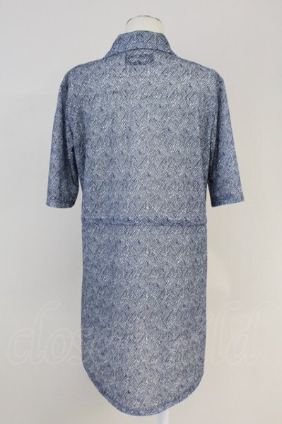 画像2: TORNADO MART / アシンメトリー半袖ドレープカーディガン  ブルー T-25-06-19-037-TO-to-YM-ZT328 (2)