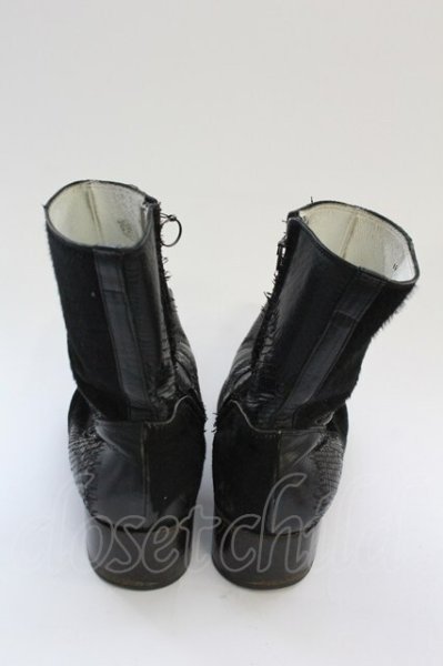 画像2: Hiromu Takahara / パッチワークレザーショートブーツ 42（約27cm) ブラック T-25-06-19-040-Hi-sho-YM-ZT-S006 (2)