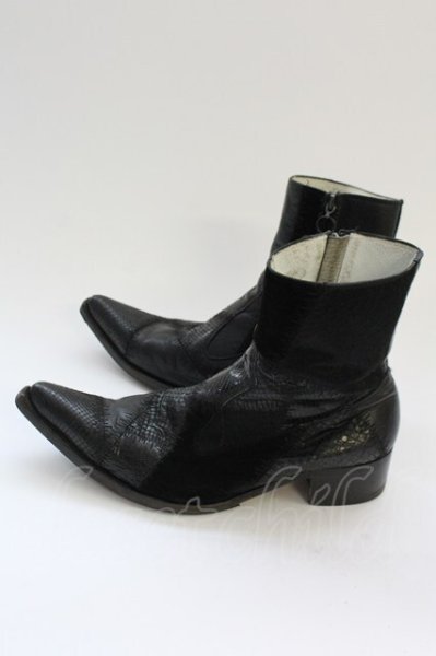 画像3: Hiromu Takahara / パッチワークレザーショートブーツ 42（約27cm) ブラック T-25-06-19-040-Hi-sho-YM-ZT-S006 (3)