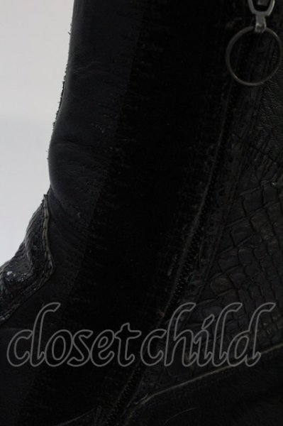 画像8: Hiromu Takahara / パッチワークレザーショートブーツ 42（約27cm) ブラック T-25-06-19-040-Hi-sho-YM-ZT-S006 (8)