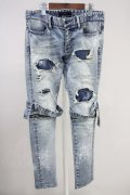 CIVARIZE / ベルトデザイン膝ZIPスキニーデニムパンツ 44 インディゴ T-25-06-27-025-CI-pa-YM-ZT140