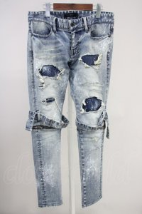 CIVARIZE / ベルトデザイン膝ZIPスキニーデニムパンツ 44 インディゴ T-25-06-27-025-CI-pa-YM-ZT