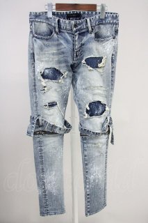 CIVARIZE / ベルトデザイン膝ZIPスキニーデニムパンツ 44 インディゴ O