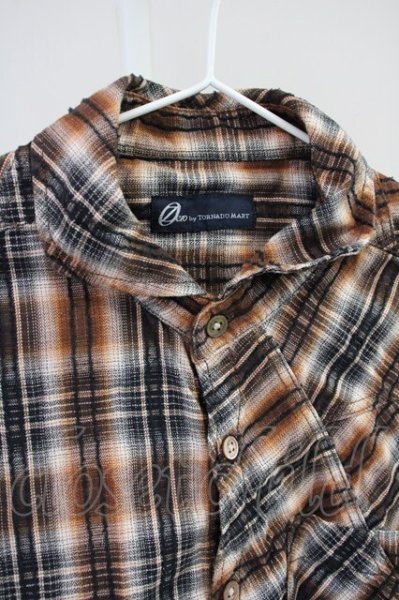 画像3: Zero by TORNADO MART / パッチワークチェックショートカラーシャツ M ブラウン T-25-06-27-004-Ze-sh-YM-ZT042 (3)