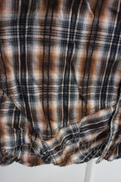 画像6: Zero by TORNADO MART / パッチワークチェックショートカラーシャツ M ブラウン T-25-06-27-004-Ze-sh-YM-ZT042 (6)