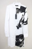 画像1: CIVARIZE / スモークプリントバイカラーロングシャツ 46 ホワイト T-25-06-27-005-CI-sh-YM-ZT (1)