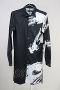CIVARIZE / Gorgeモードバイカラープリントロングシャツ 44 ブラック T-25-06-27-006-CI-sh-YM-ZT042