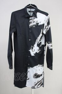 CIVARIZE / Gorgeモードバイカラープリントロングシャツ 44 ブラック T-25-06-27-006-CI-sh-YM-ZT