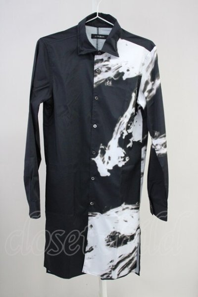 画像1: CIVARIZE / Gorgeモードバイカラープリントロングシャツ 44 ブラック T-25-06-27-006-CI-sh-YM-ZT