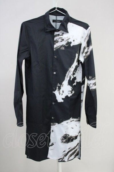 画像1: CIVARIZE / Gorgeモードバイカラープリントロングシャツ 44 ブラック T-25-06-27-006-CI-sh-YM-ZT042 (1)