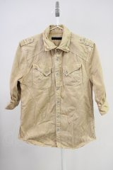 FUGA / Invisible ワッシャーミリタリー6分袖シャツ 46 ベージュ T-25-06-27-008-FU-sh-YM-ZT