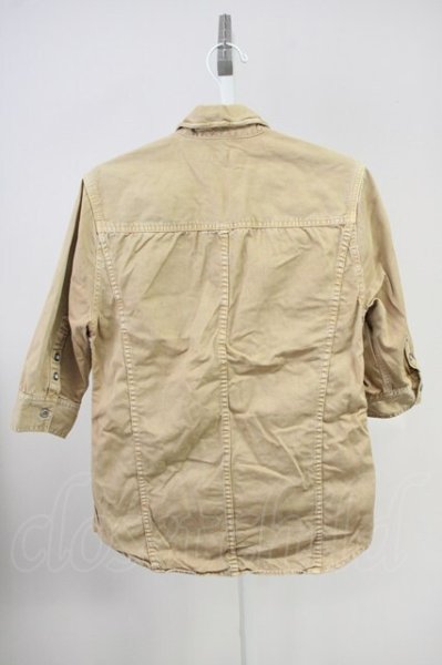 画像2: FUGA / Invisible ワッシャーミリタリー6分袖シャツ 46 ベージュ T-25-06-27-008-FU-sh-YM-ZT144 (2)