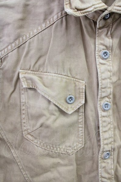 画像5: FUGA / Invisible ワッシャーミリタリー6分袖シャツ 46 ベージュ T-25-06-27-008-FU-sh-YM-ZT144 (5)