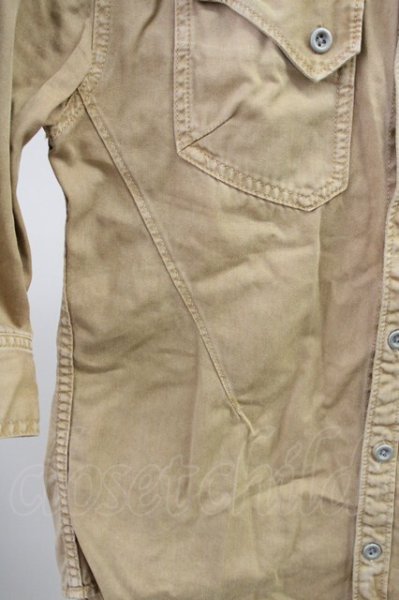 画像7: FUGA / Invisible ワッシャーミリタリー6分袖シャツ 46 ベージュ T-25-06-27-008-FU-sh-YM-ZT144 (7)