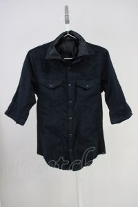 CIVARIZE / レイヤード2枚衿フェイクスウェードシャツ 44 ブラック T-25-06-27-009-CI-sh-YM-ZT