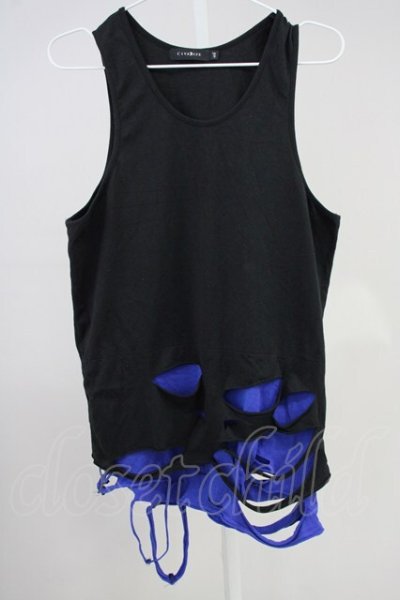 画像1: CIVARIZE / オパールダメージロングタンクトップ 46 ブラックｘブルー T-25-06-27-002-CI-to-YM-ZT
