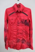LGB / SHIRT-G/STD/M　ブリーチ染シャツ【メンズ1】 1 レッド T-25-06-27-011-LG-sh-YM-ZT144