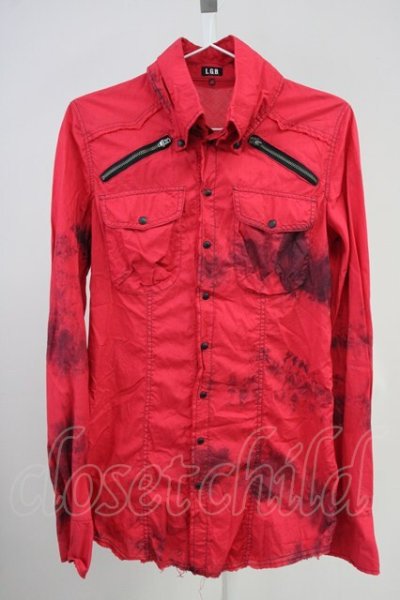 画像1: LGB / SHIRT-G/STD/M　ブリーチ染シャツ【メンズ1】 1 レッド T-25-06-27-011-LG-sh-YM-ZT