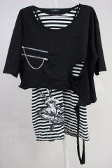 CIVARIZE / パンクレイヤード2PセットTシャツ  ブラックｘホワイト T-25-06-27-012-CI-ts-YM-ZT