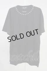 CavariA / スタッズ襟BIG Tシャツ 46 ブラック T-25-06-28-003-Ca-ts-YM-ZT205