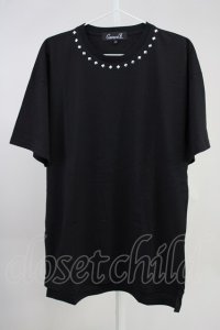 CavariA / スタッズ襟BIG Tシャツ 46 ブラック T-25-06-28-003-Ca-ts-YM-ZT