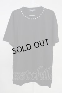 CavariA / スタッズ襟BIG Tシャツ 46 ブラック T-25-06-28-003-Ca-ts-YM-ZT205