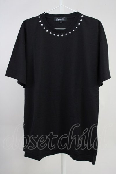 画像1: CavariA / スタッズ襟BIG Tシャツ 46 ブラック T-25-06-28-003-Ca-ts-YM-ZT