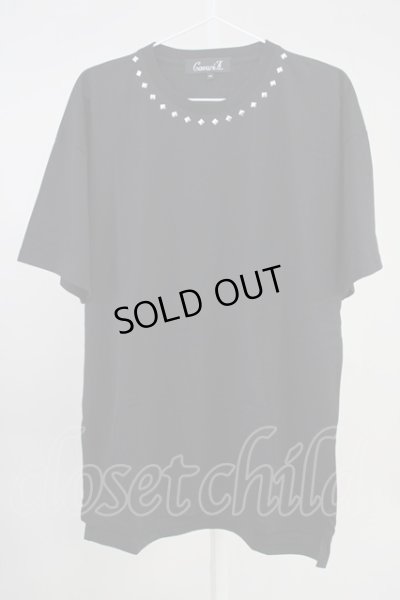 画像1: CavariA / スタッズ襟BIG Tシャツ 46 ブラック T-25-06-28-003-Ca-ts-YM-ZT205