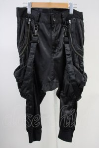 CIVARIZE / Beamサスペンダー付きサテンサルエルカーゴパンツ 44 ブラック T-25-06-28-021-CI-pa-YM-ZT