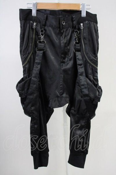 画像1: CIVARIZE / Beamサスペンダー付きサテンサルエルカーゴパンツ 44 ブラック T-25-06-28-021-CI-pa-YM-ZT