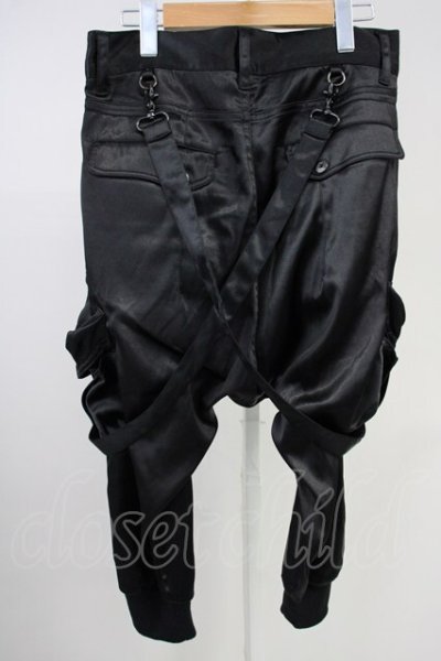 画像2: CIVARIZE / Beamサスペンダー付きサテンサルエルカーゴパンツ 44 ブラック T-25-06-28-021-CI-pa-YM-ZT