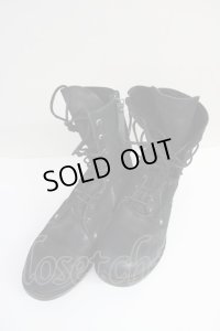 14th Addiction / オイルレザーレースアップスタッドブーツ 40（27cm） ブラック T-25-06-28-029-14-sho-YM-ZT-S004